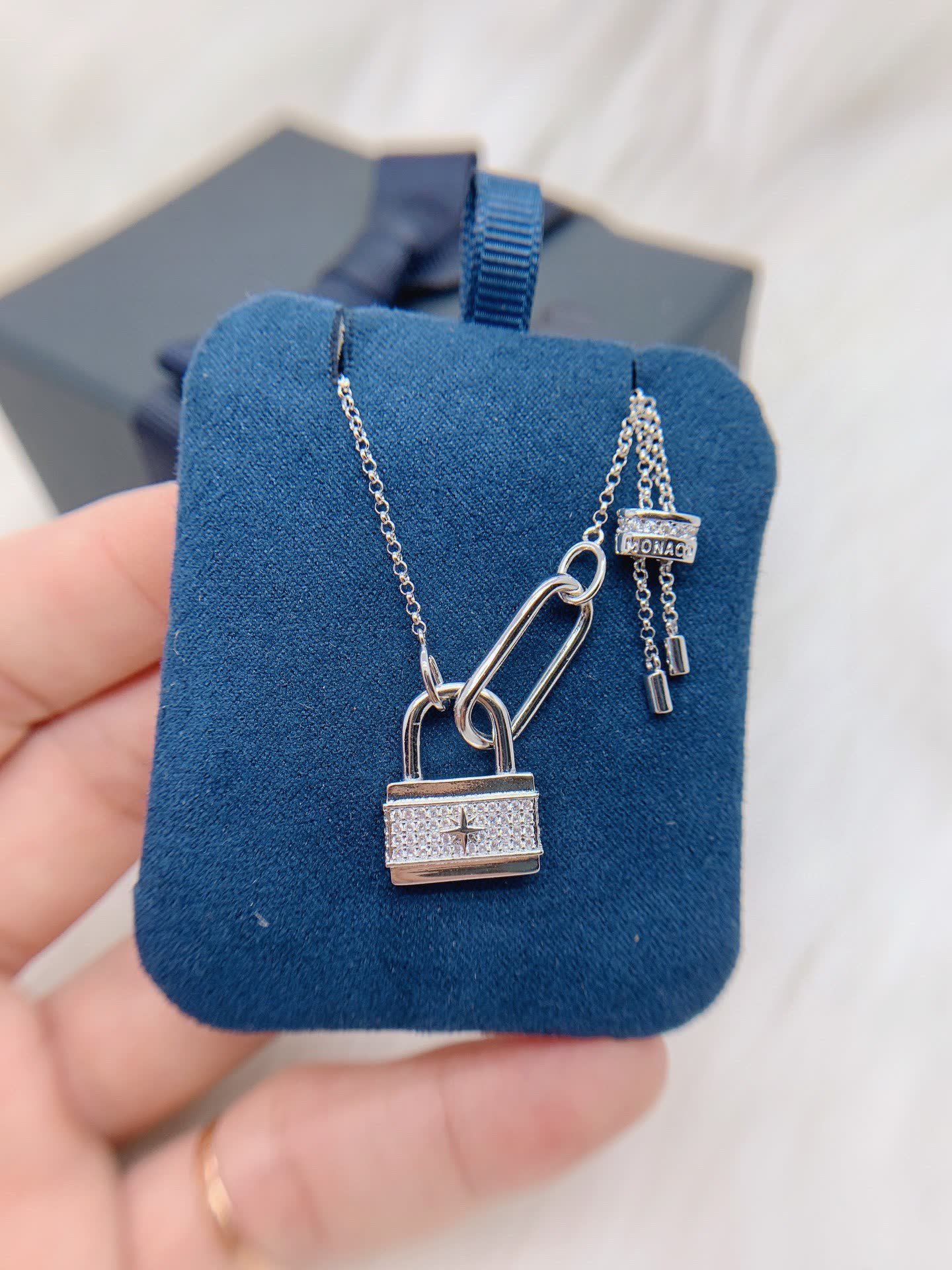 APM Monaco Monaco Silver Lock Pendant Necklace